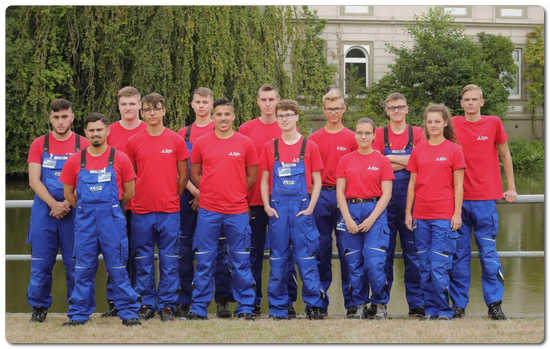 The new apprentices at Mitsubishi HiTec Paper, Bielefeld plant.