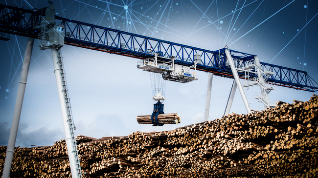   ANDRITZ will present its innovative autonomous logyard crane and other new technologies, services, and automation solutions for the wood industry at the LIGNA 2023 exhibition in Hanover, Germany. © ANDRITZ