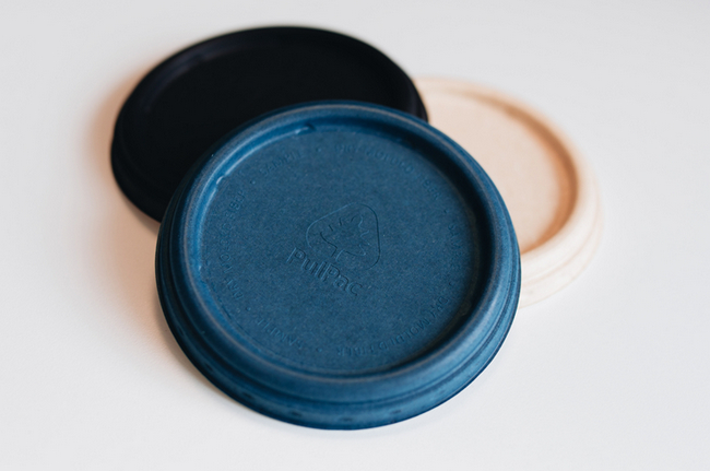 Dry Molded Fiber sample lids - showing examples of applications that can be made with the pioneering fiber forming technology developed by PulPac.